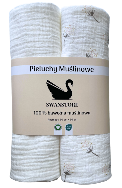 Pieluchy muślinowe WIOSENNA BIEL 60x60 cm, 2-pack - obrazek 4