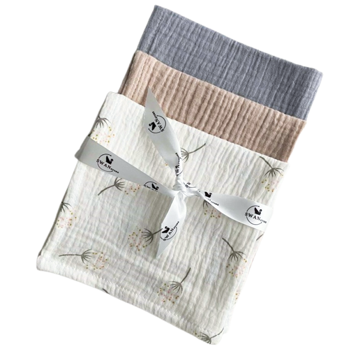 Pieluszki muślinowe SREBRZYSTA BIEL 30x30 3szt.