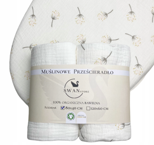 Prześcieradło do gondoli 40x80cm 2szt zieleń i biel