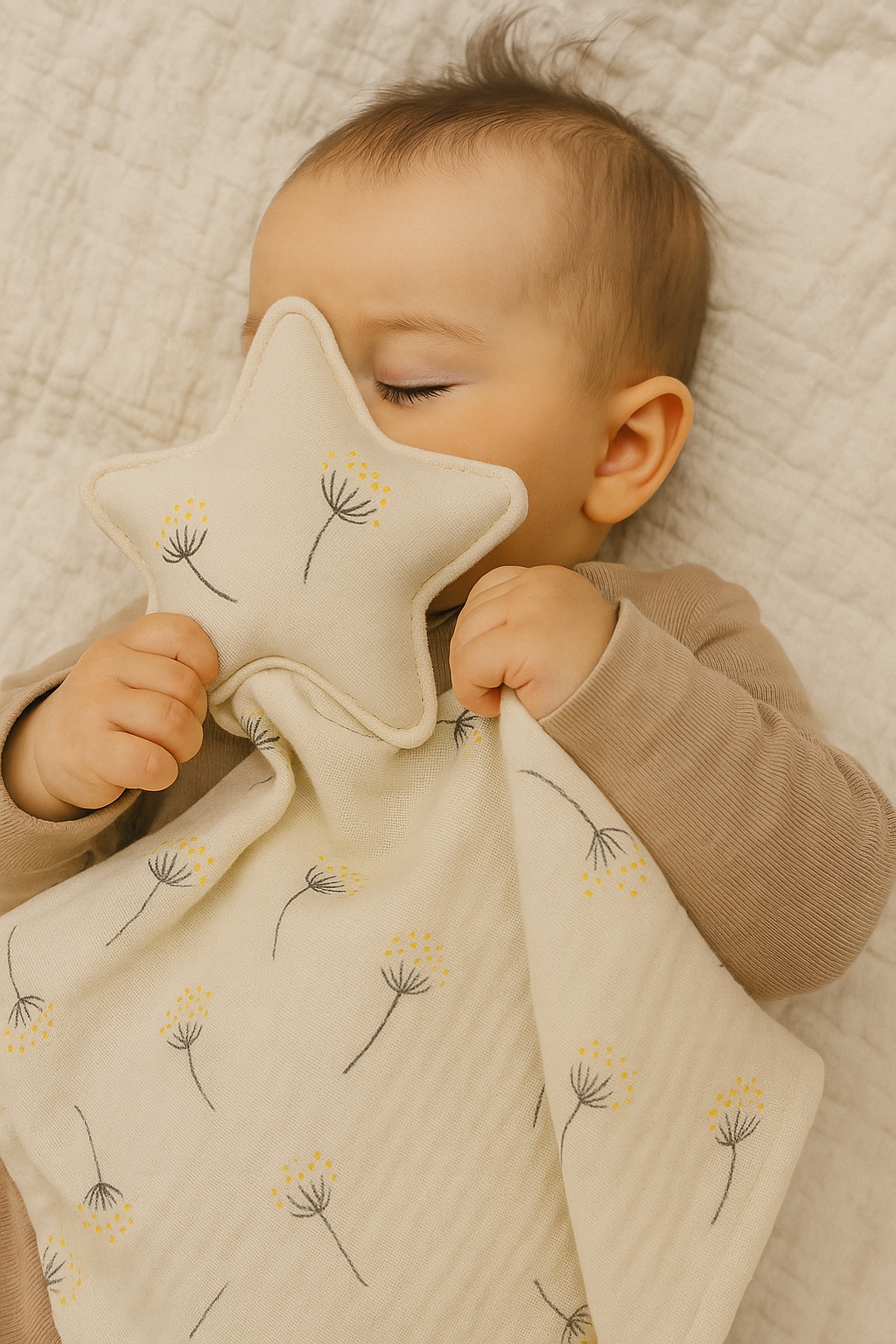 Baby Shower Box prezentowy: 2 xPieluszki, Przytulak- biały dmuchawiec - obrazek 3