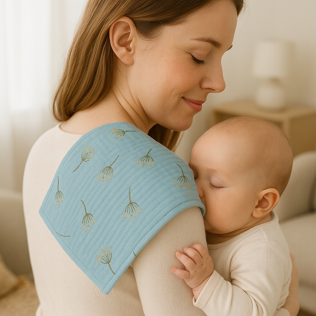 Baby Shower Box prezentowy: 2 x Pieluszki, Przytulak- zielony dmuchawiec - obrazek 5