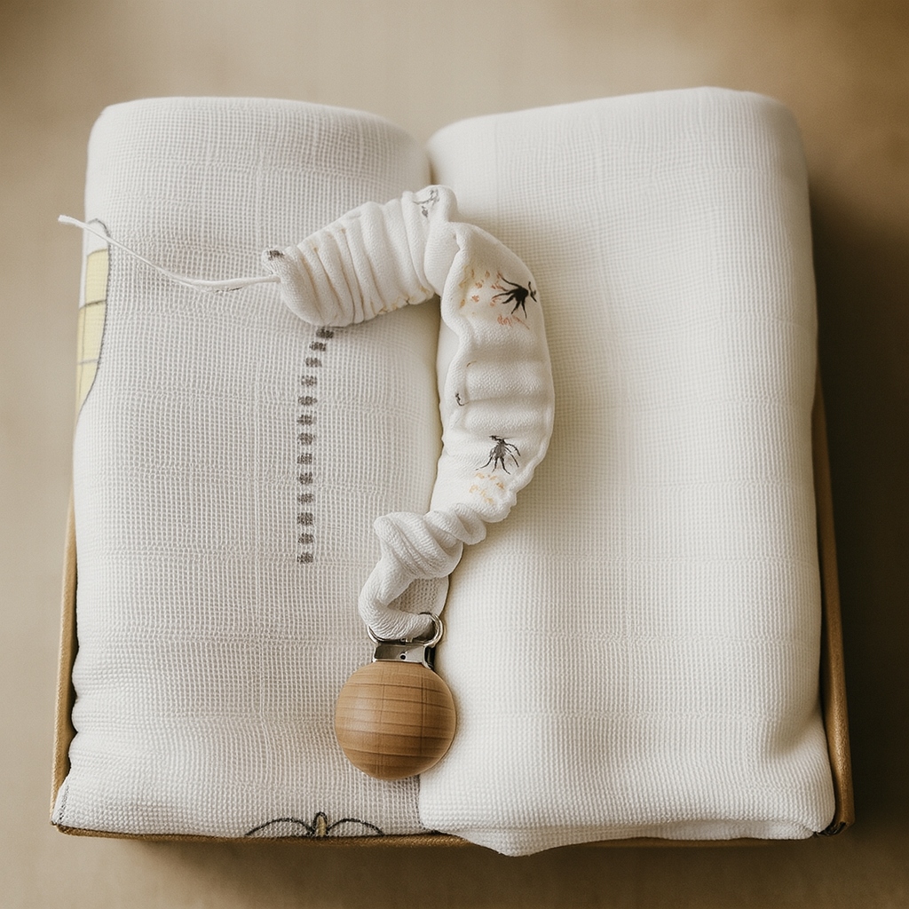 Box prezentowy mały: 2x Pielucha Tetra 60x80, Zawieszka biały dmuchawiec - obrazek 2