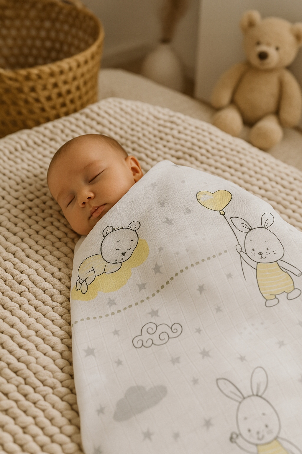 Box prezentowy mały: 2x Pielucha Tetra 60x80, Zawieszka biały dmuchawiec - obrazek 4