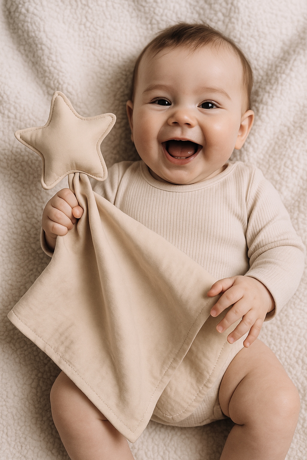 Box prezentowy: Otulacz Muślinowy,2×Pieluszki, Przytulak-beżowy - obrazek 9