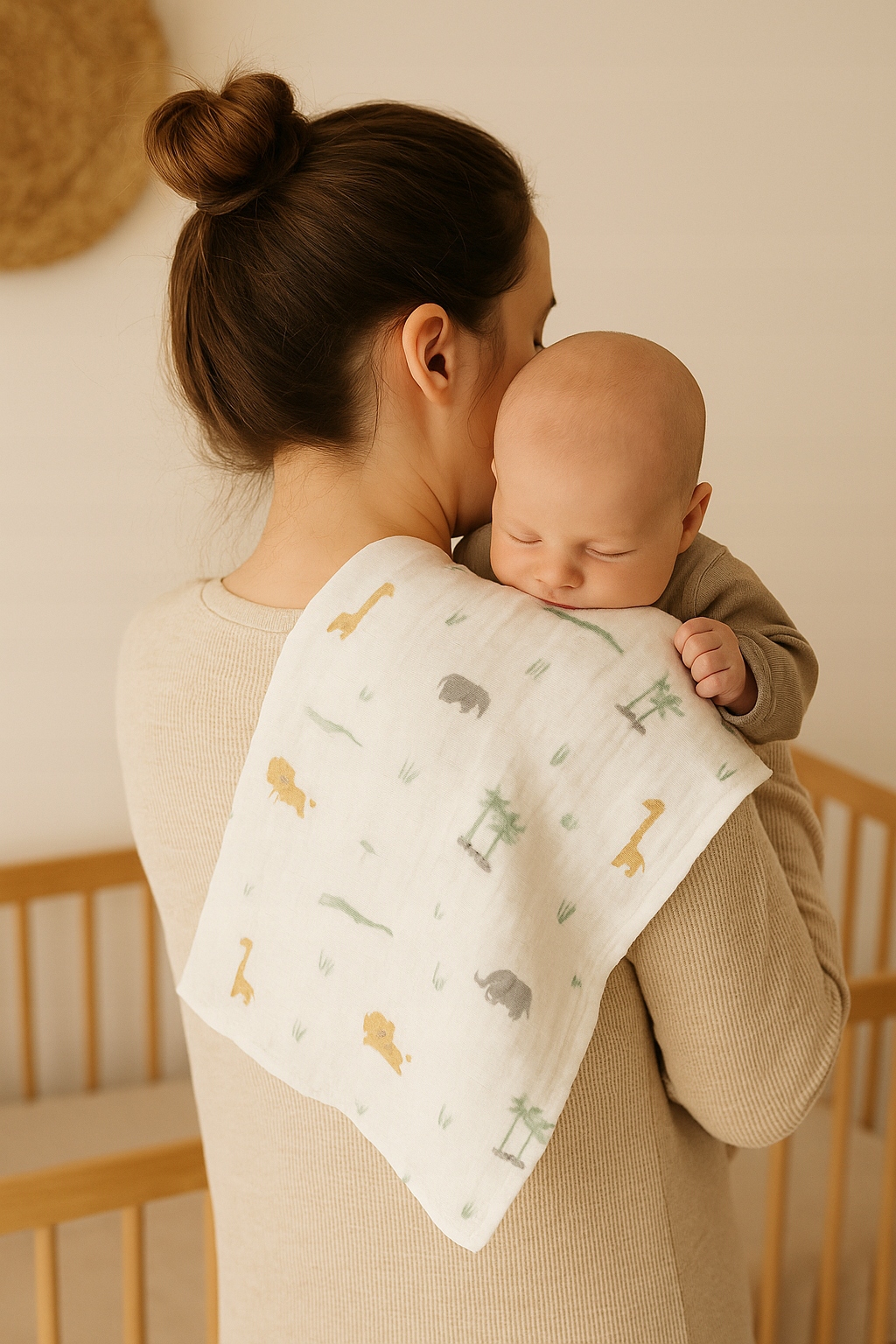 Baby Shower Box prezentowy: 2 xPieluszki, Przytulak- beżowy,boho - obrazek 4