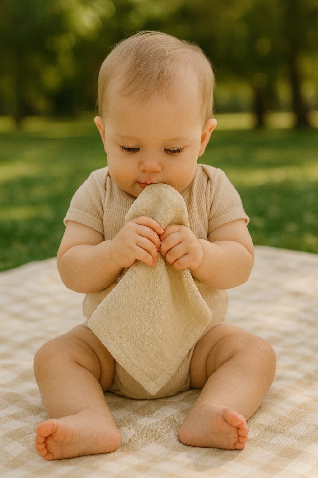 Baby Shower Box prezentowy: 2 xPieluszki, Przytulak- beżowy,boho - obrazek 5