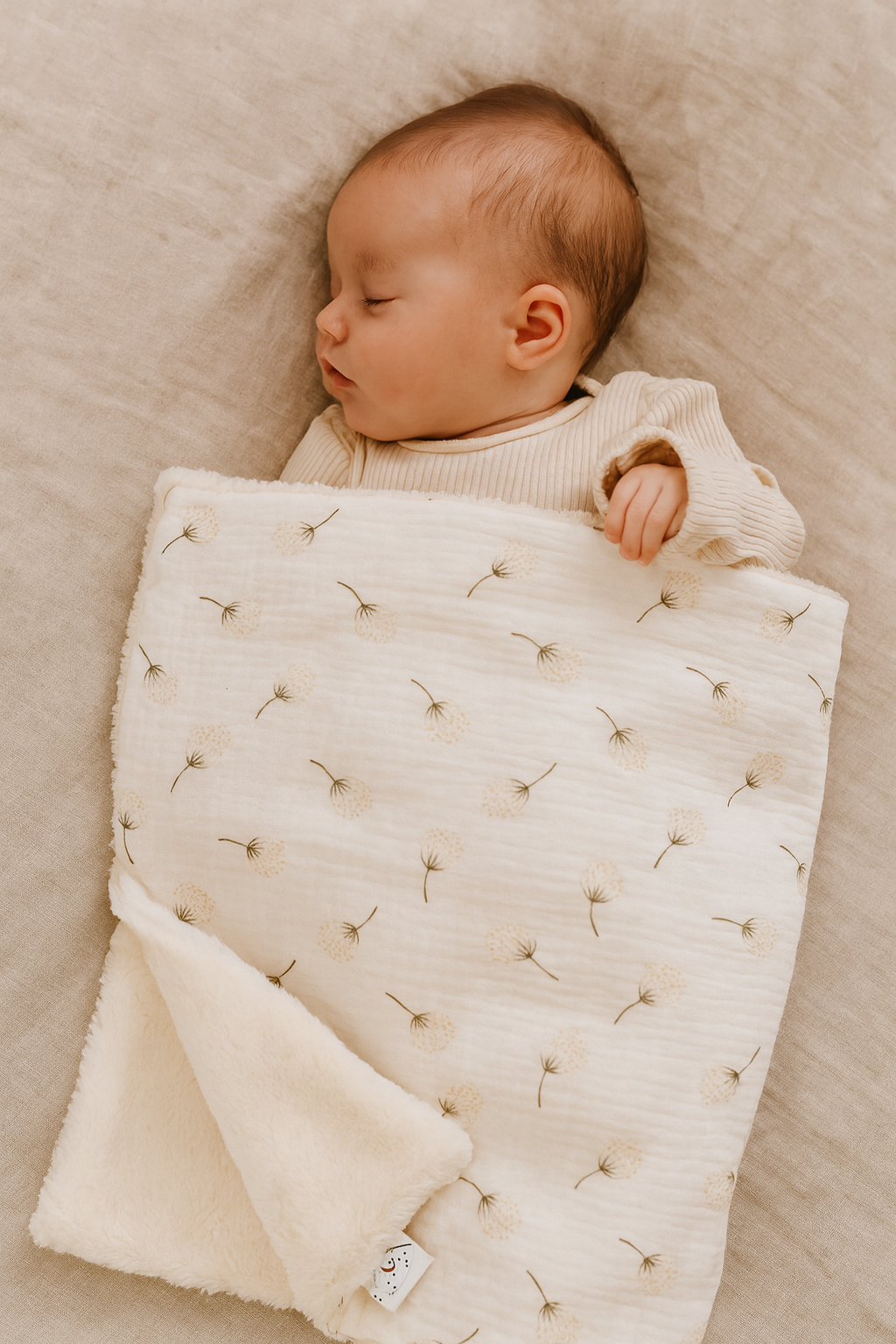 Box prezentowy: Kocyk Teddy Biały dmuchawiec 2x Pieluszki, Przytulak gwiazdka - obrazek 6