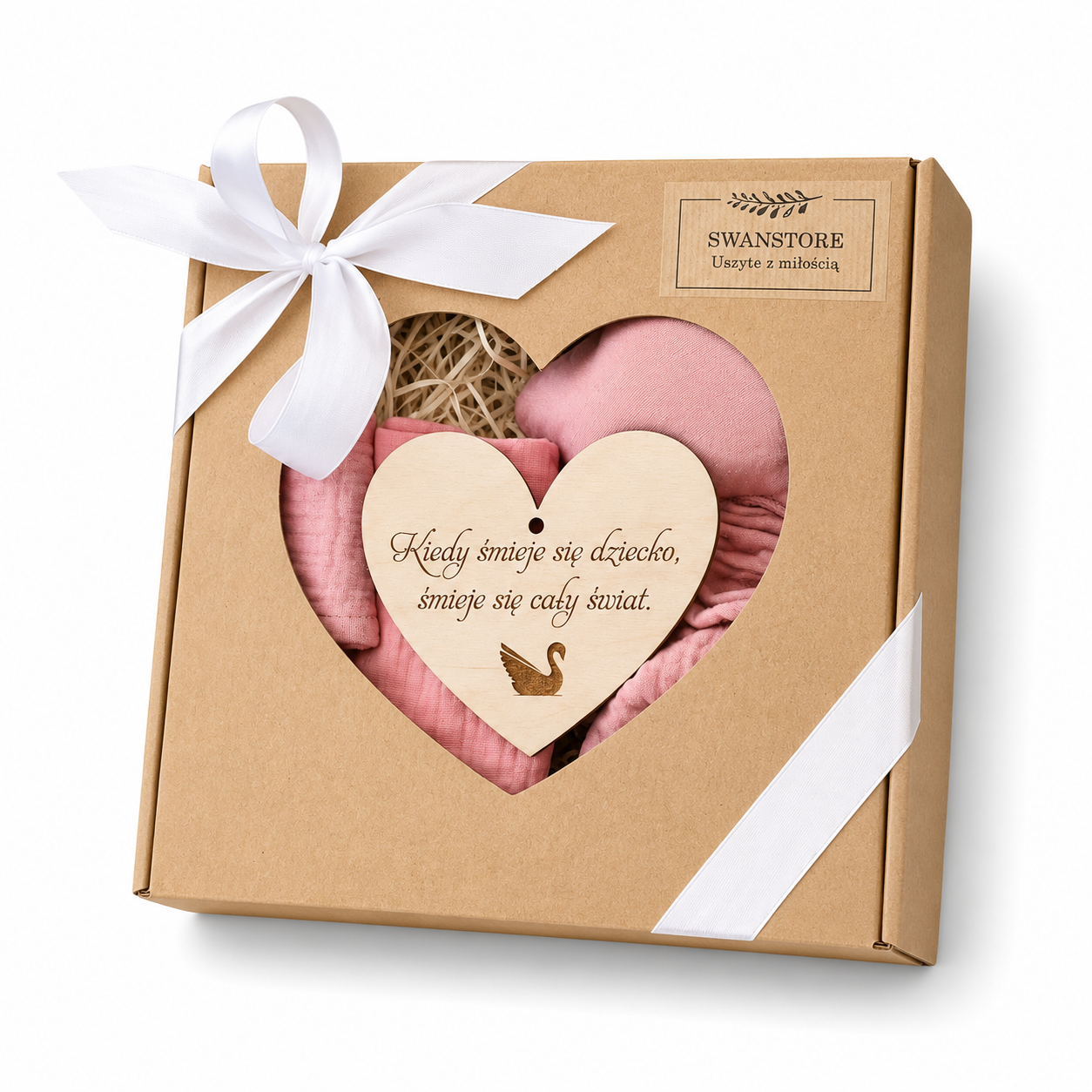 Baby Shower Box prezentowy: 2 xPieluszki, Przytulak- różowy - obrazek 2