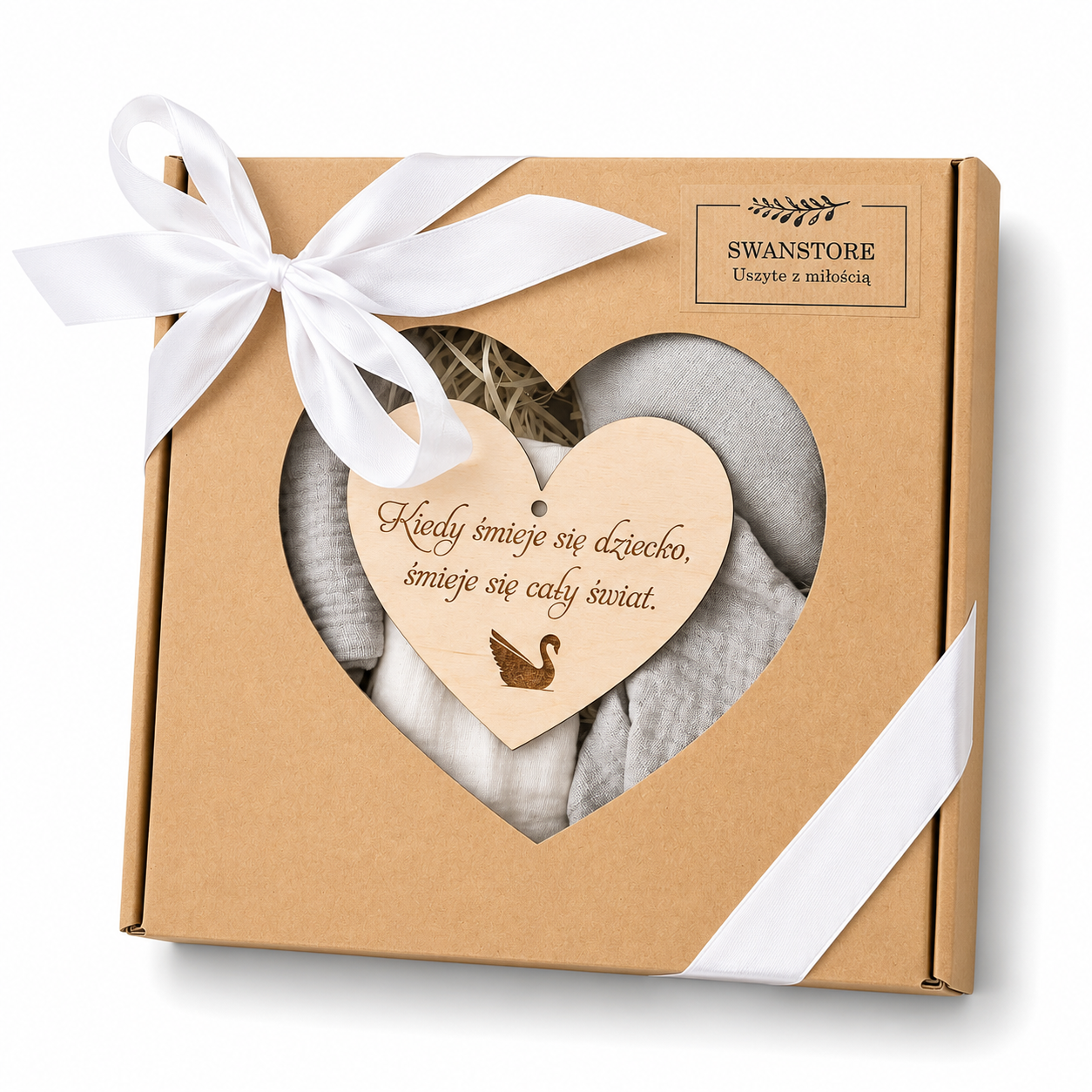 Baby Shower Box prezentowy: 2 xPieluszki, Przytulak- szary - obrazek 2