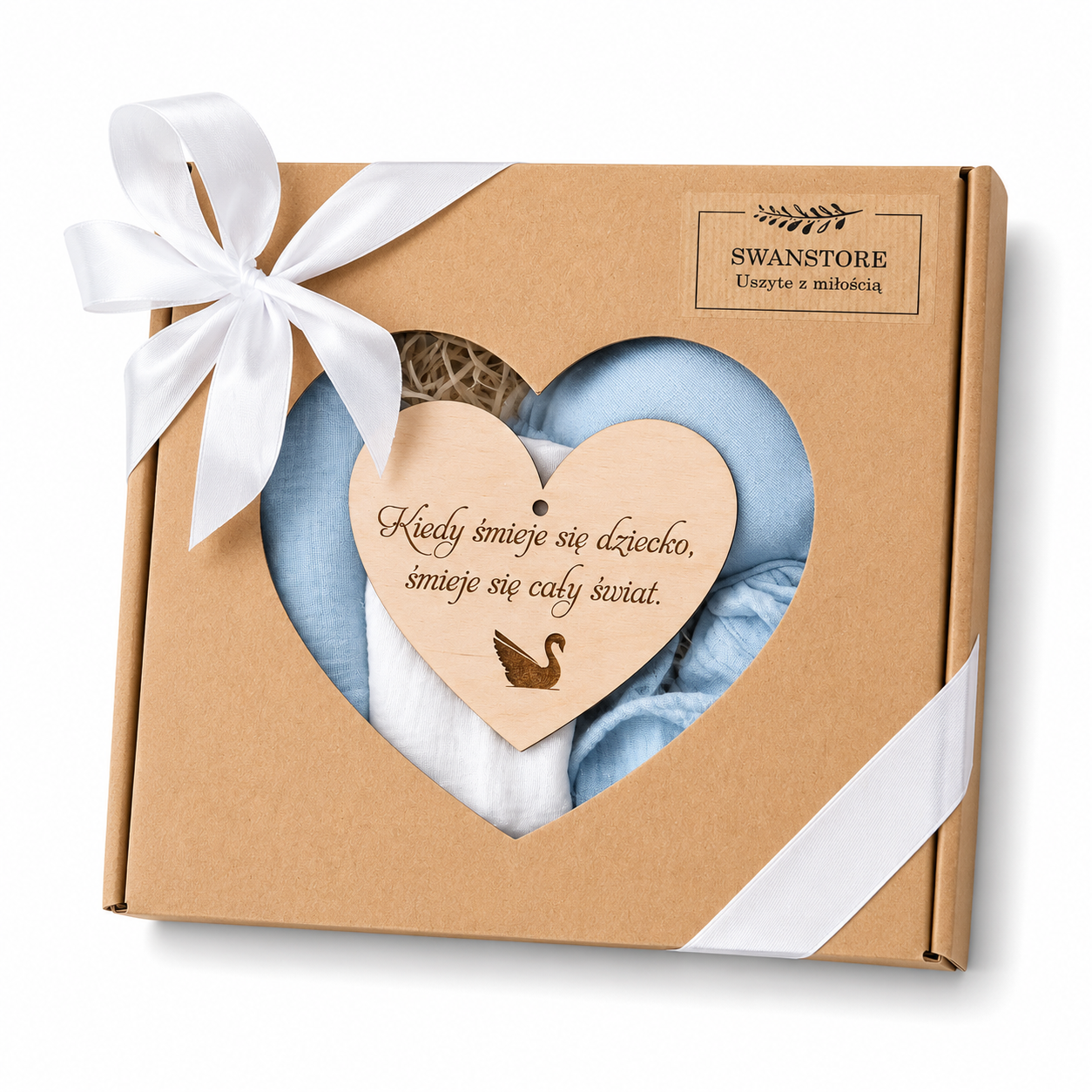 Baby Shower Box prezentowy: 2 xPieluszki, Przytulak- niebieski - obrazek 2