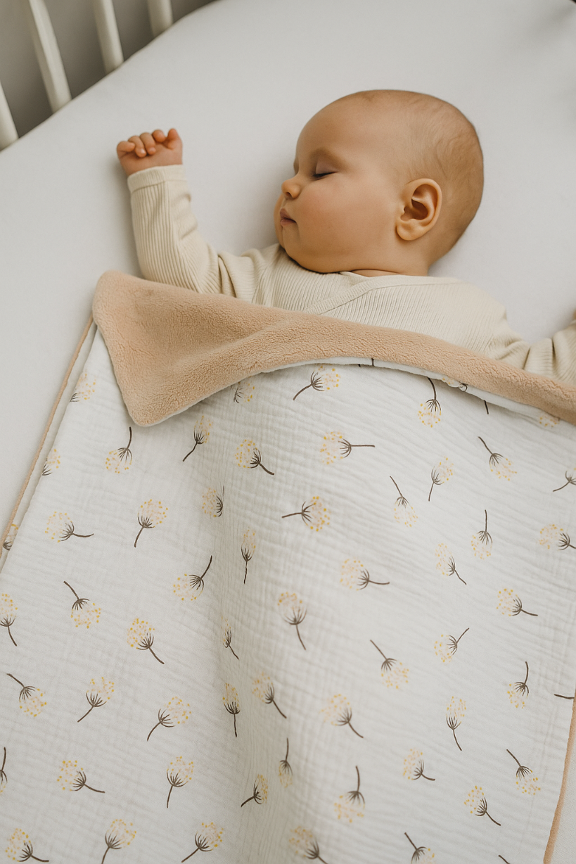 Box prezentowy: Kocyk Polar Biały dmuchawiec 2x Pieluszki, Przytulak gwiazdka - obrazek 5