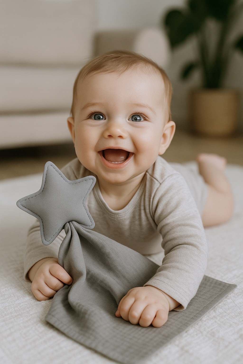 Baby Shower Box prezentowy: 2 xPieluszki, Przytulak- szary - obrazek 3