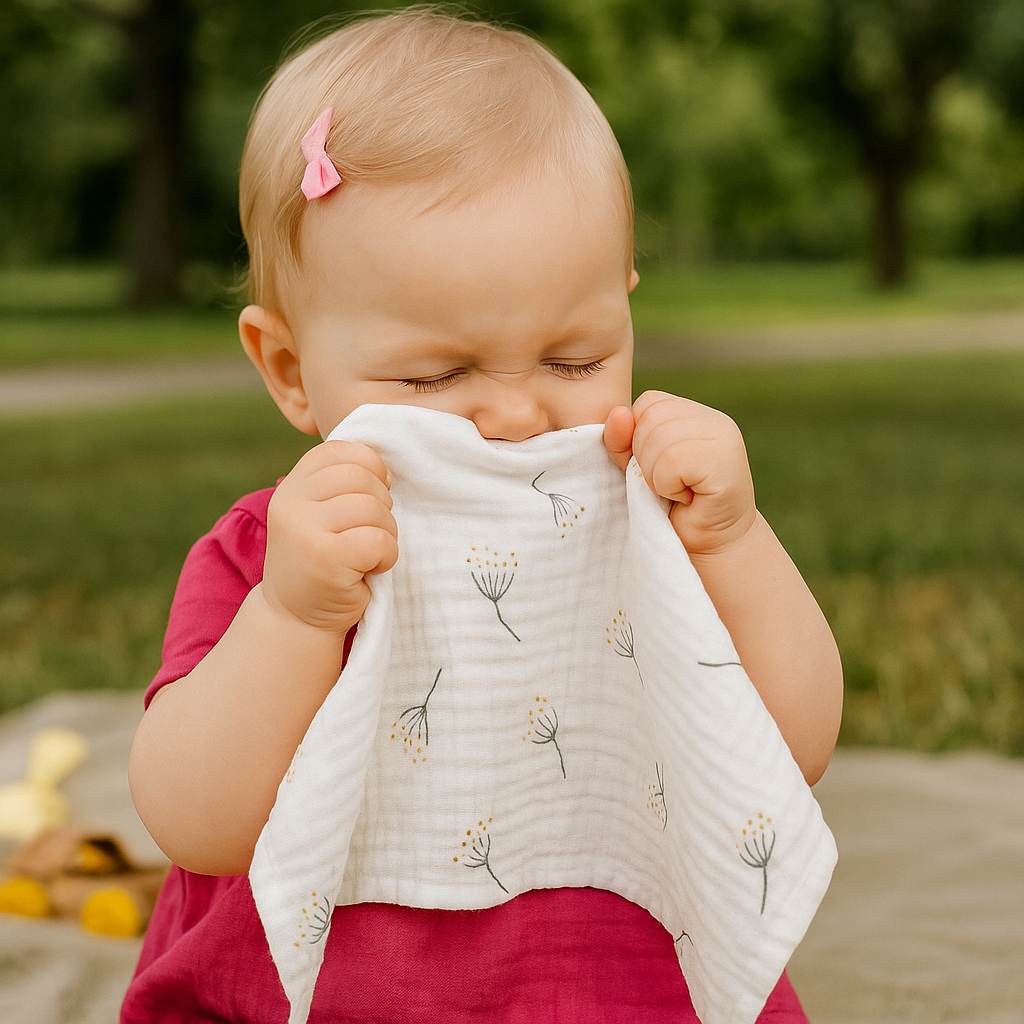 Baby Shower Box prezentowy: 2 xPieluszki, Przytulak- biały dmuchawiec - obrazek 5