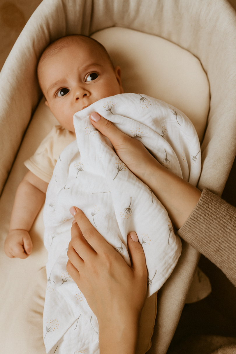 Box prezentowy mały: 2x Pielucha 60x60 cm, zawieszka- beżowy - obrazek 5