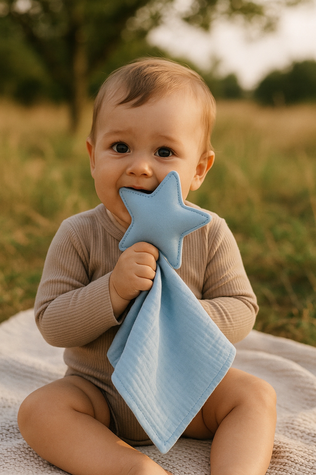 Baby Shower Box prezentowy: 2 xPieluszki, Przytulak- niebieski - obrazek 3
